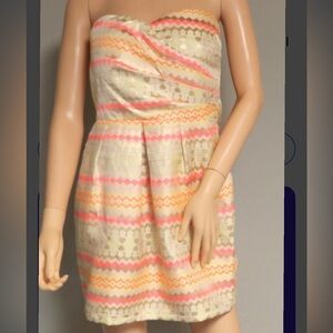 Karlie Strapless Dress in Gold, Pink and Cream Size M